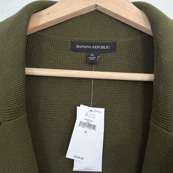Banana Republic Women’s XL Green Sweater Coatigan Double Breasted Oversized New - Picture 3 of 7